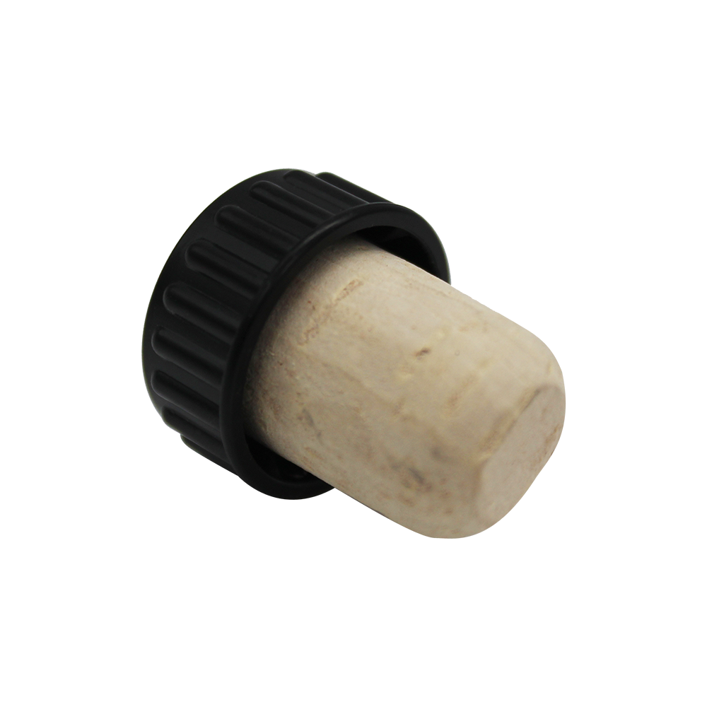 BOUCHON TÊTE PLASTIQUE NOIR EN LIEGE NATUREL 23-20x16