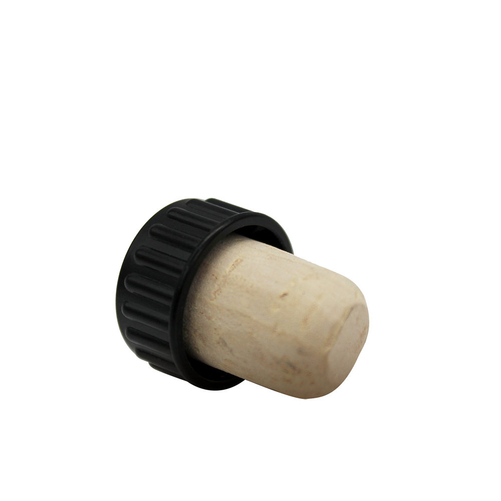 BOUCHON TÊTE PLASTIQUE NOIR EN LIEGE NATUREL 23-20x16