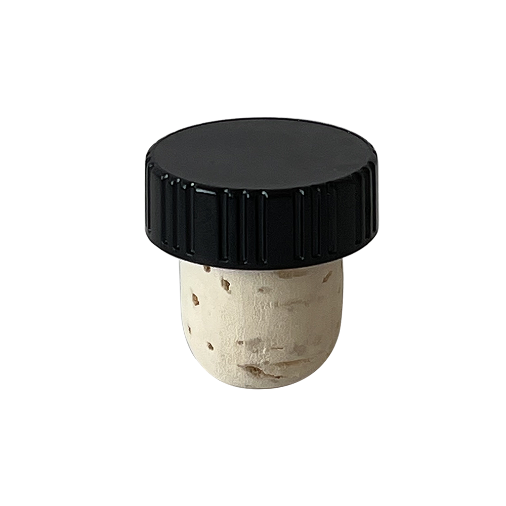 BOUCHON TETE PLASTIQUE NOIR T29 EN LIEGE NATUREL