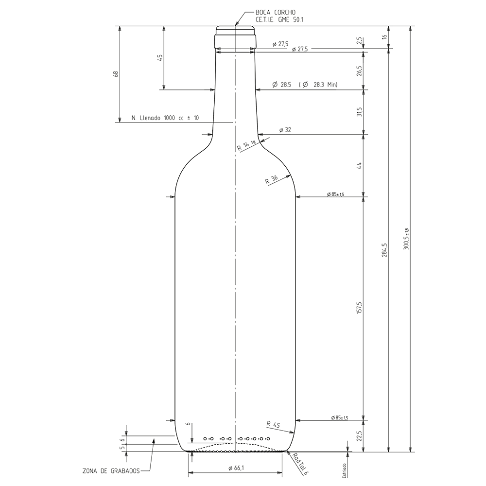 BOUTEILLE BORDELAISE TRANSPARENTE 1L