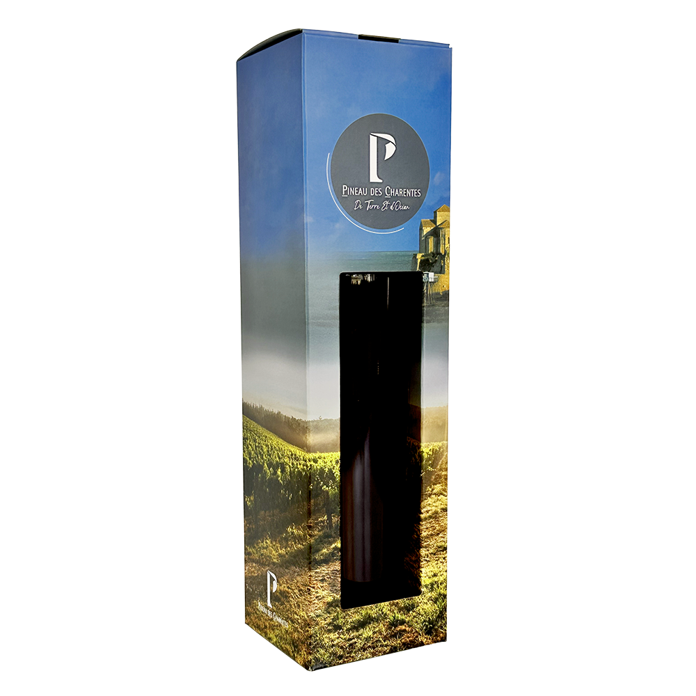 ETUI 1 BOUTEILLE PINEAU AVEC FENETRE "TERRE & OCEAN"