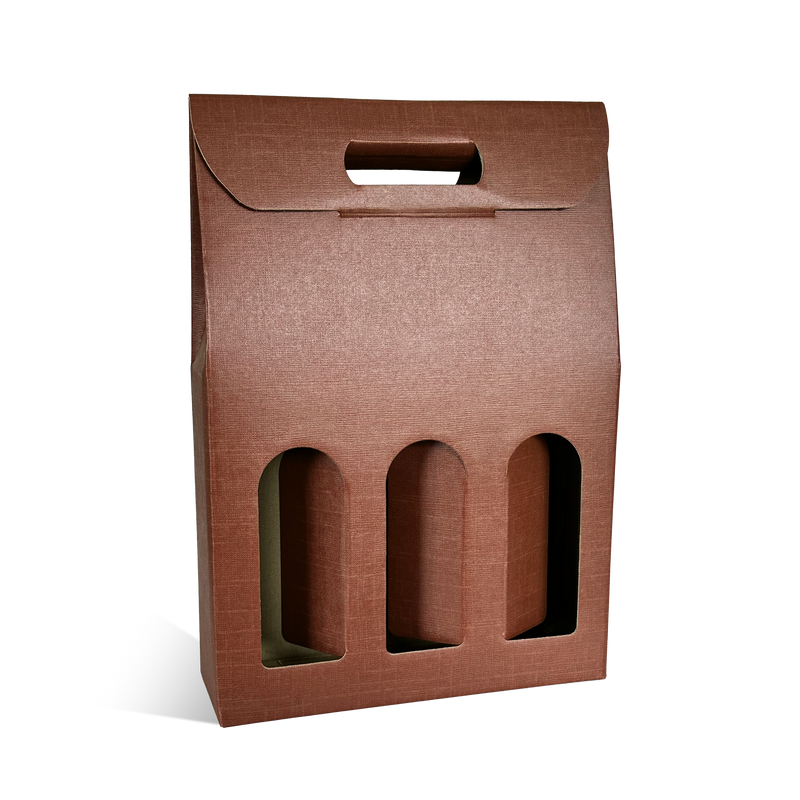 VALISETTE 3 BOUTEILLES MARRON + FENETRE