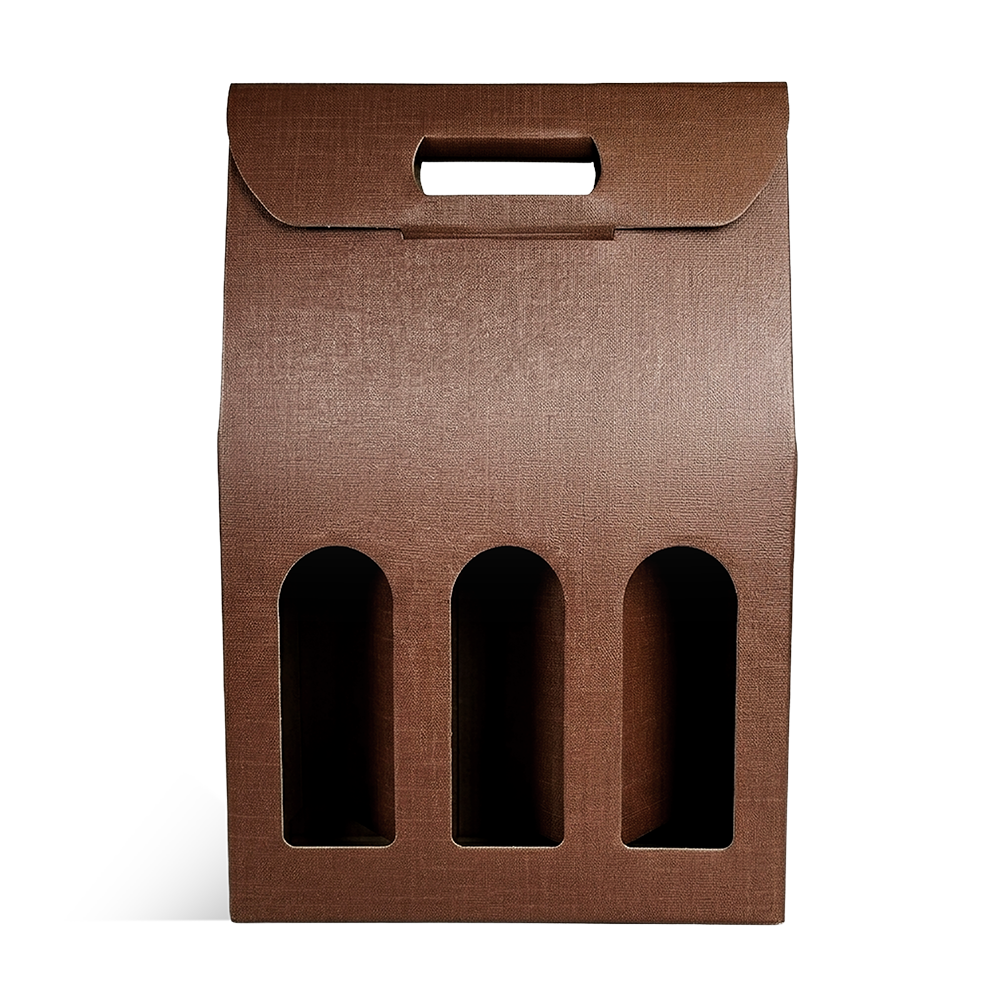 VALISETTE 3 BOUTEILLES MARRON + FENETRE