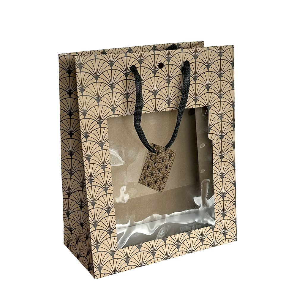 SAC CARAFE KRAFT EVENTAIL NOIR AVEC FENETRE