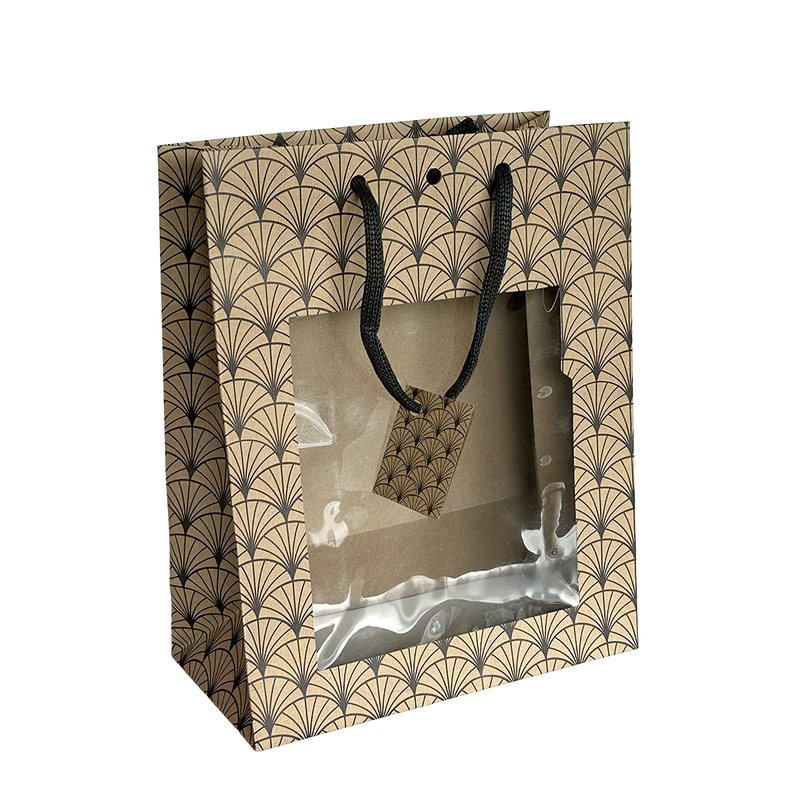SAC CARAFE KRAFT EVENTAIL NOIR AVEC FENETRE
