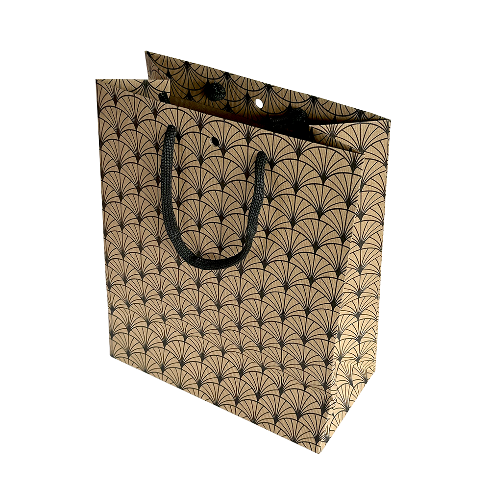 SAC CARAFE KRAFT EVENTAIL NOIR AVEC FENETRE