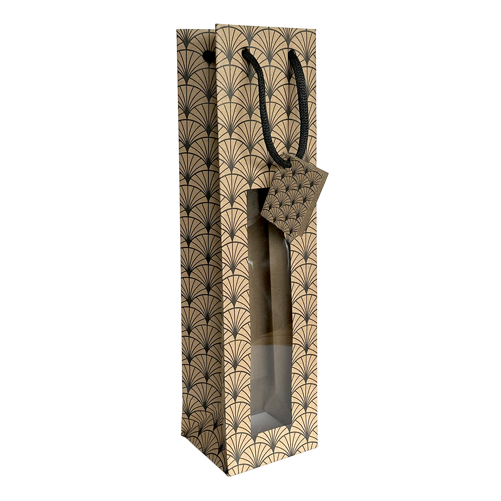SAC 1 BOUTEILLE KRAFT EVENTAIL NOIR AVEC FENETRE
