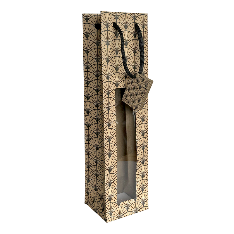 SAC 1 BOUTEILLE KRAFT EVENTAIL NOIR AVEC FENETRE