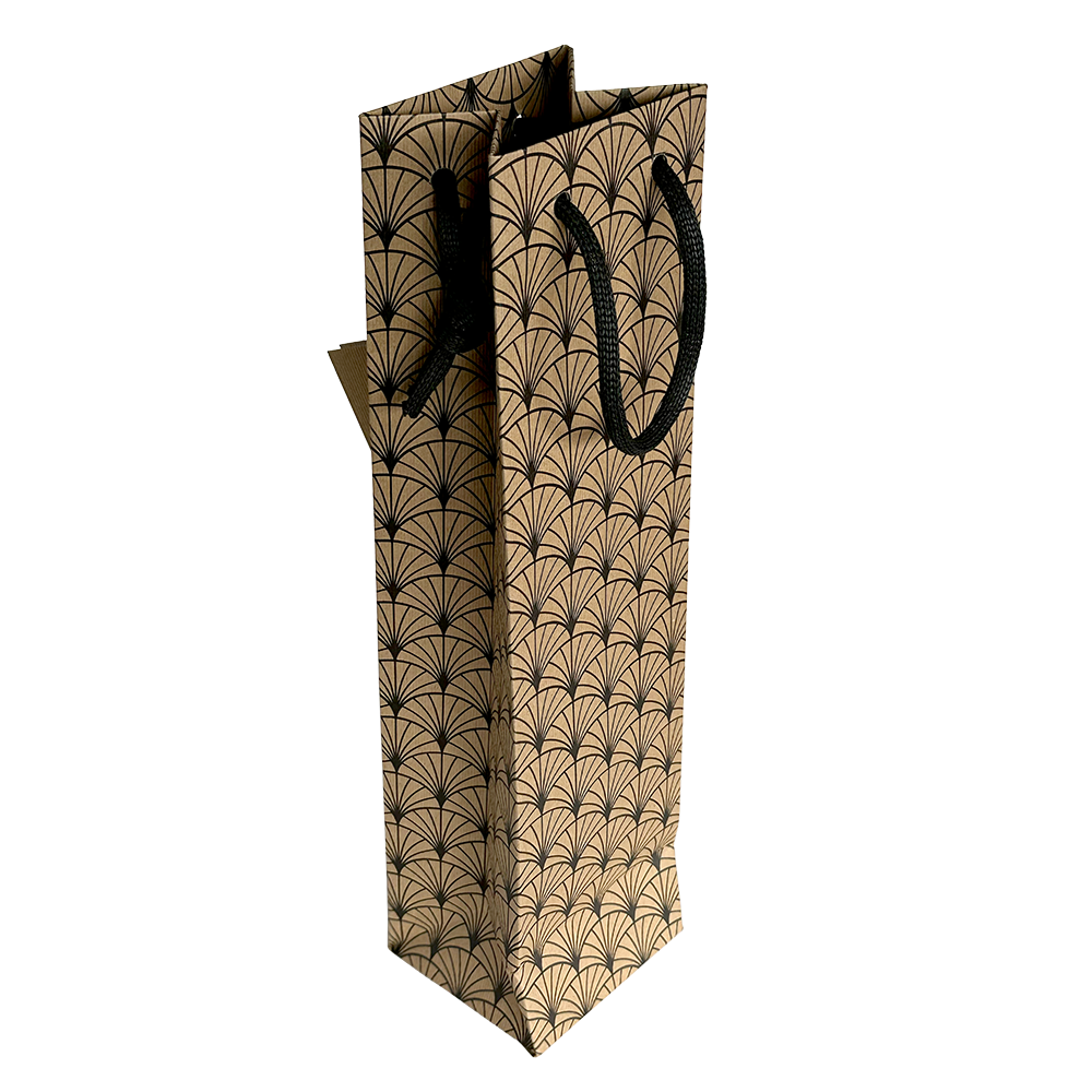 SAC 1 BOUTEILLE KRAFT EVENTAIL NOIR AVEC FENETRE