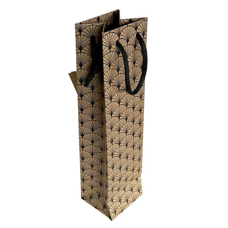 SAC 1 BOUTEILLE KRAFT EVENTAIL NOIR AVEC FENETRE