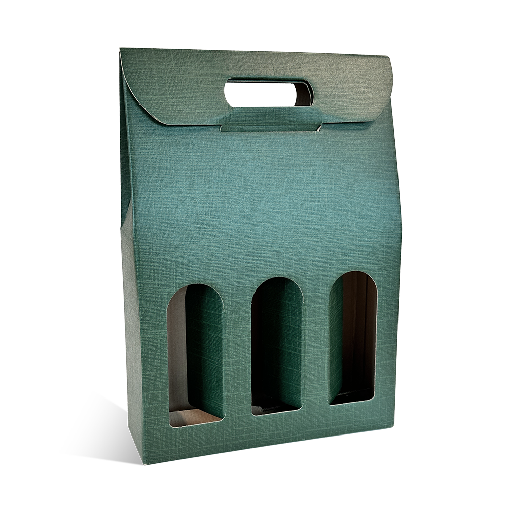 VALISETTE 3 BOUTEILLES VERT + FENETRE