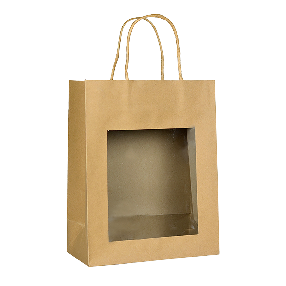 SAC CARAFE KRAFT NATUREL AVEC FENÊTRE GRAND FORMAT