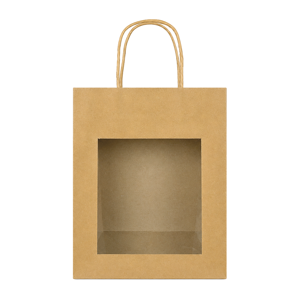 SAC CARAFE KRAFT NATUREL AVEC FENÊTRE GRAND FORMAT