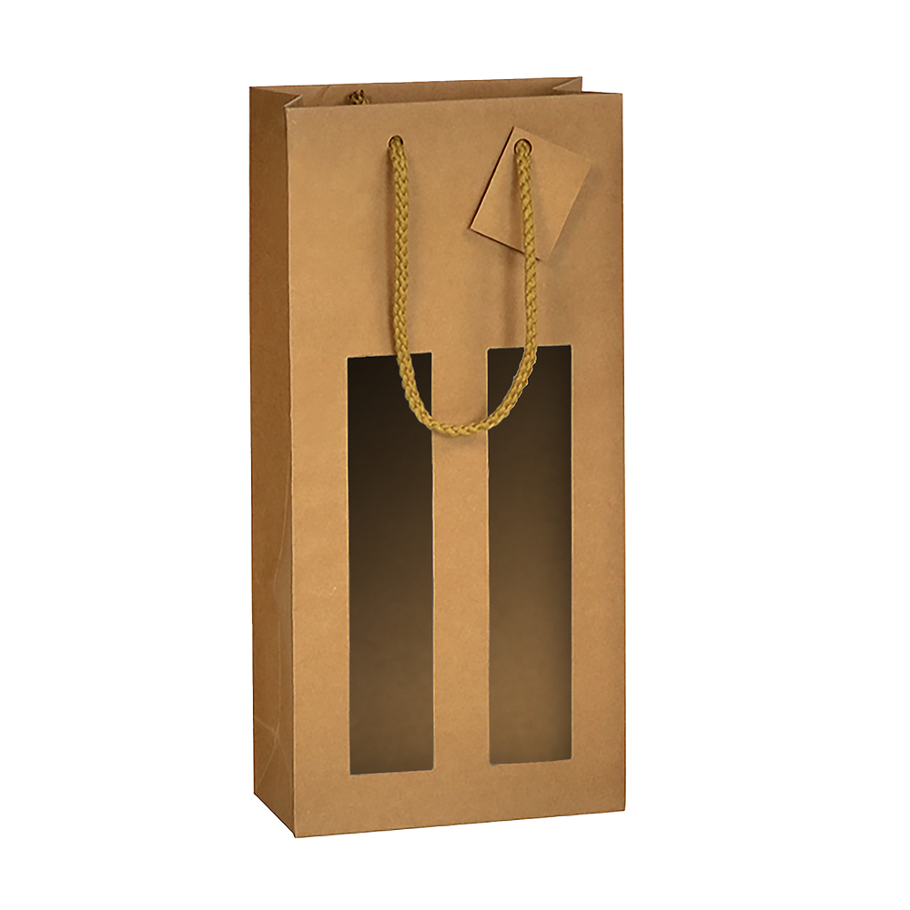 SAC 2 BOUTEILLES KRAFT AVEC FENÊTRE