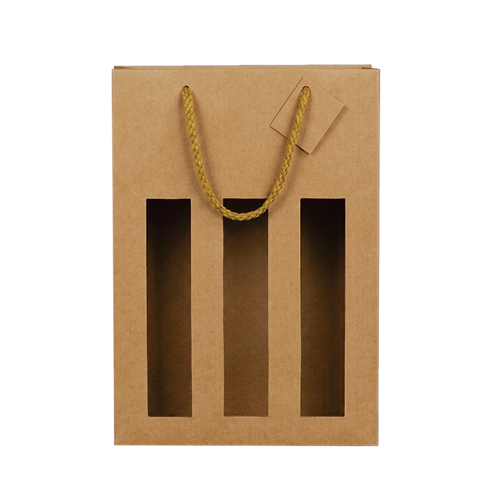 SAC 3 BOUTEILLES KRAFT NATUREL AVEC FENÊTRES
