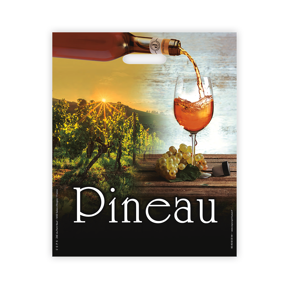 SAC PLASTIQUE 3 BOUTEILLES PINEAU/COGNAC