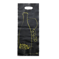 SAC PLASTIQUE 2 BOUTEILLES NOIR/OR