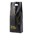 SAC PLASTIQUE 2 BOUTEILLES NOIR/OR