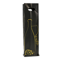 SAC PLASTIQUE 1 BOUTEILLE NOIR/OR