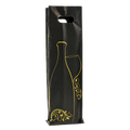 SAC PLASTIQUE 1 BOUTEILLE NOIR/OR