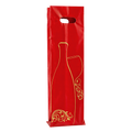 SAC PLASTIQUE 1 BOUTEILLE ROUGE/OR