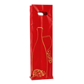 SAC PLASTIQUE 1 BOUTEILLE ROUGE/OR