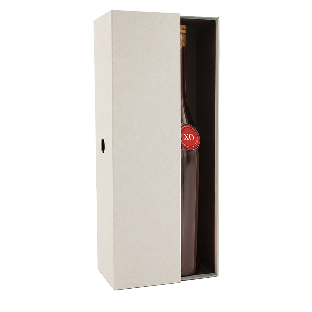 COFFRET 1 BOUTEILLE TIROIR GRIS NACRÉ