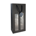 SAC 2 BOUTEILLES  KRAFT NOIR AVEC FENÊTRES