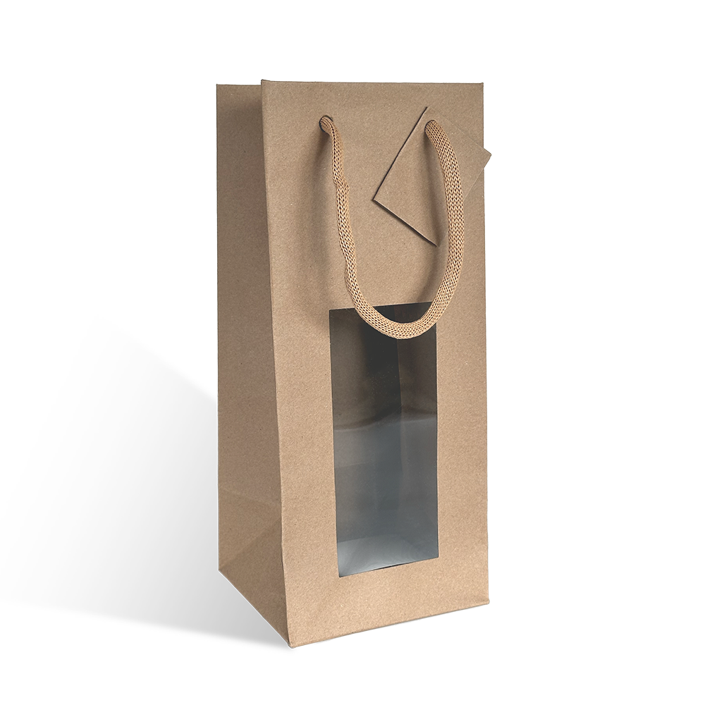 SAC 1 BOUTEILLE BASSE KRAFT + FENETRE