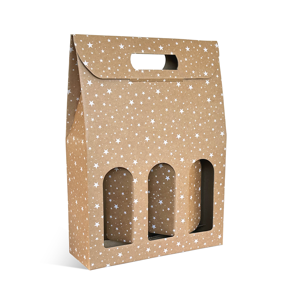 VALISETTE 3 BOUTEILLES KRAFT ÉTOILE + FENETRE