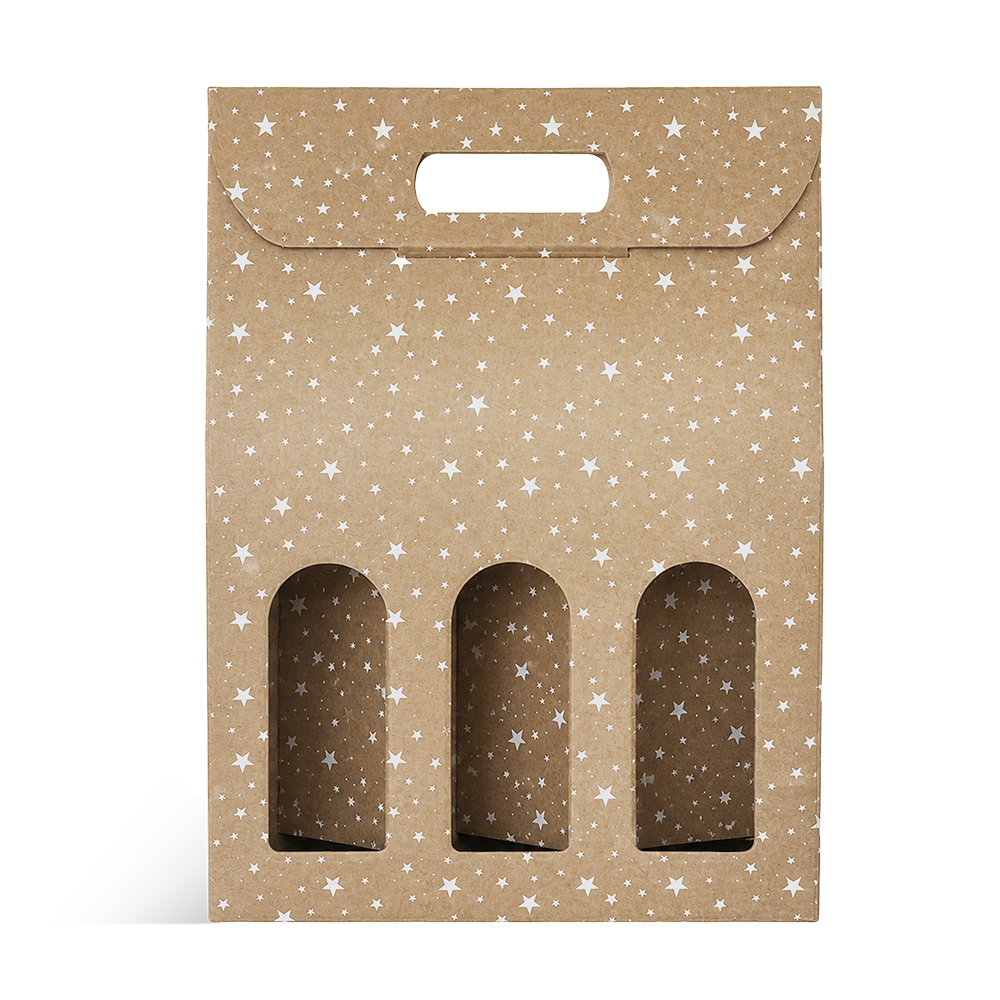 VALISETTE 3 BOUTEILLES KRAFT ÉTOILE + FENETRE