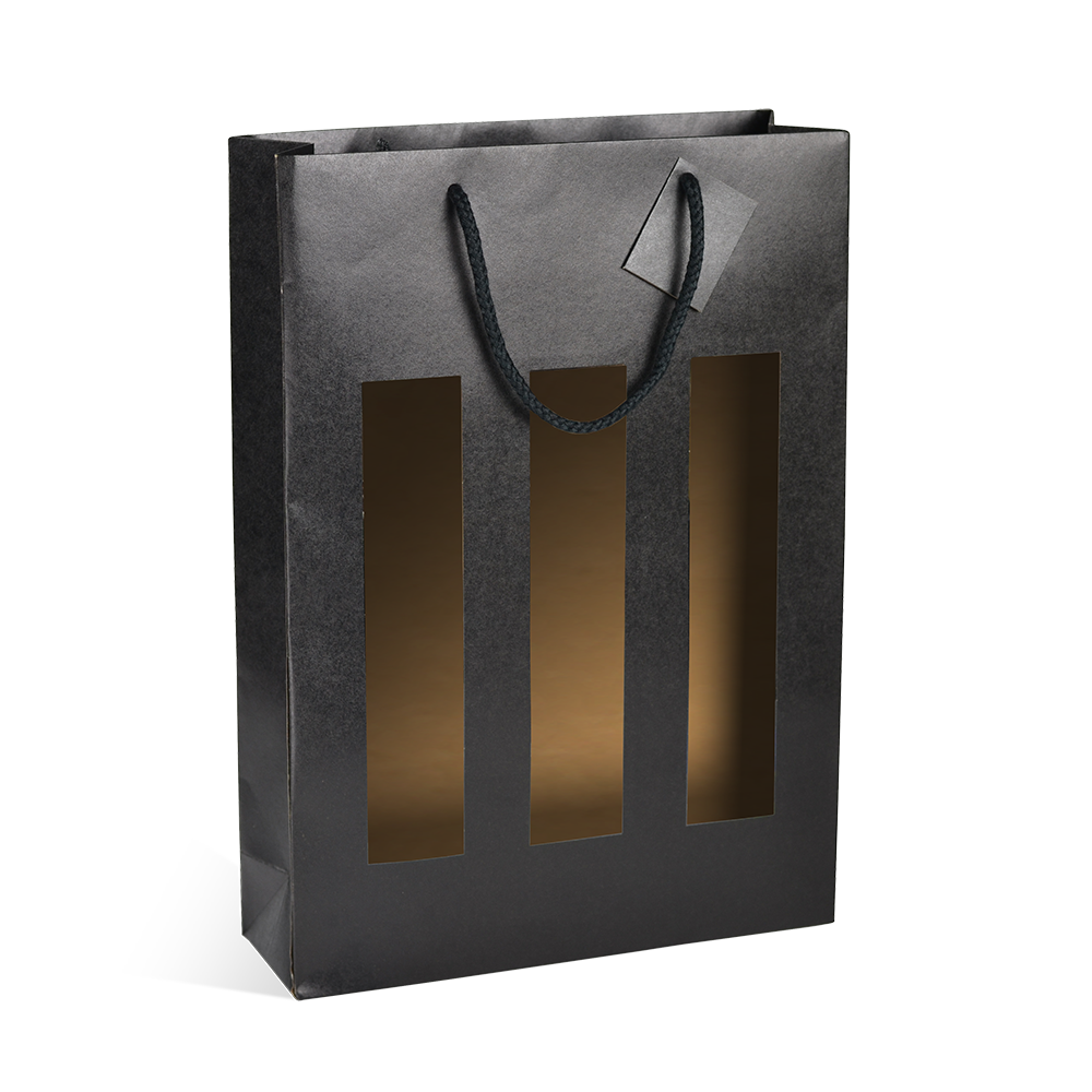 SAC 3 BOUTEILLES NOIR AVEC FENÊTRES