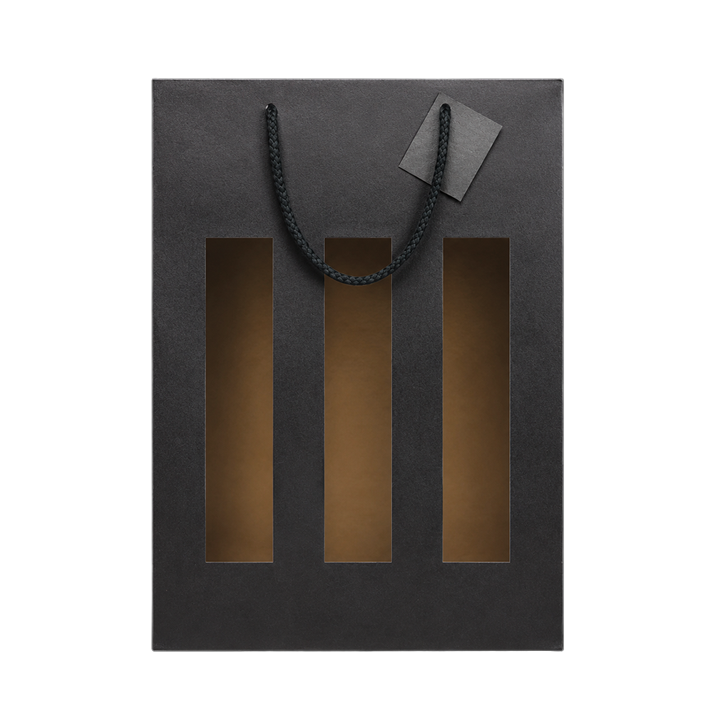 SAC 3 BOUTEILLES NOIR AVEC FENÊTRES