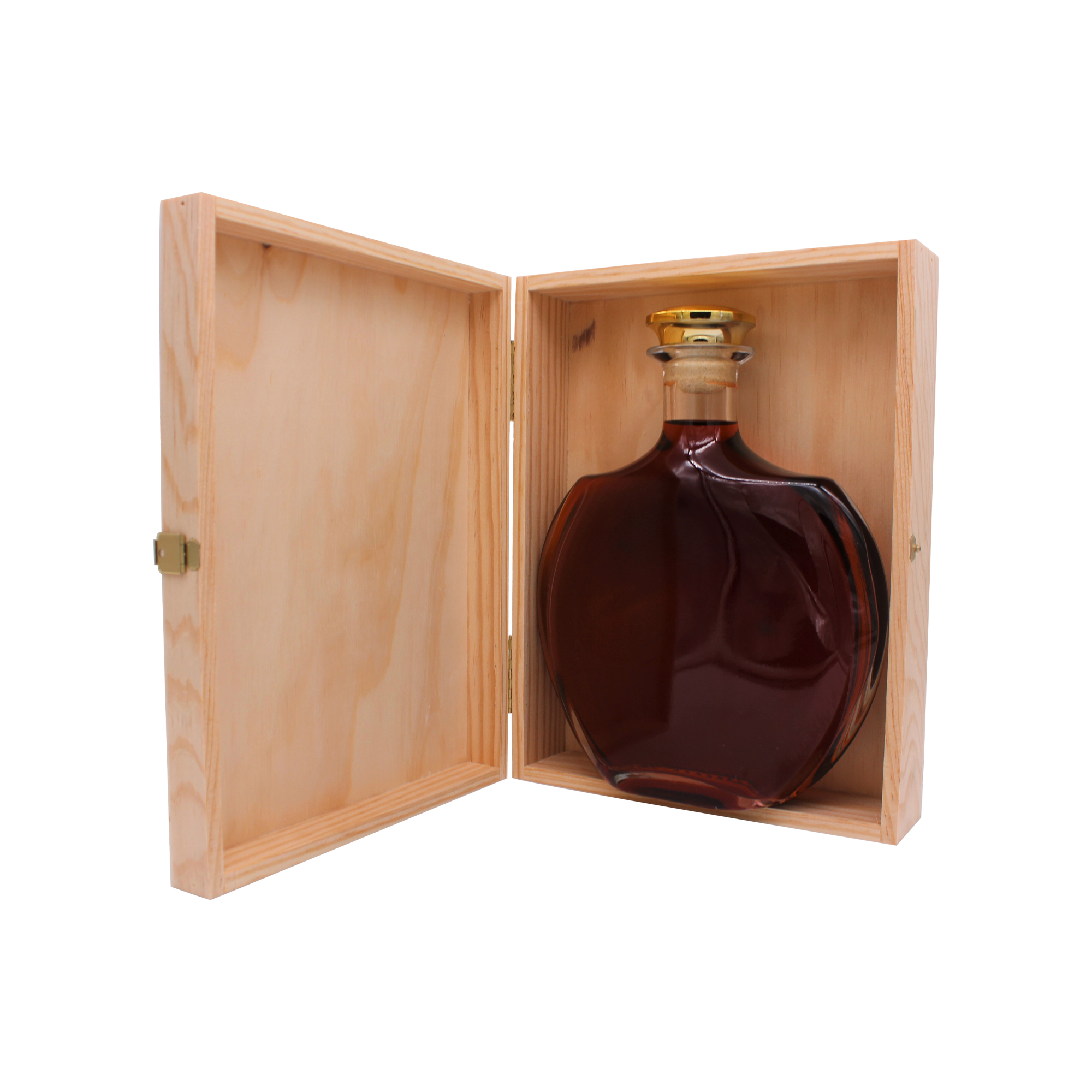 Coffret bois heliante imprimé cognac ouvert