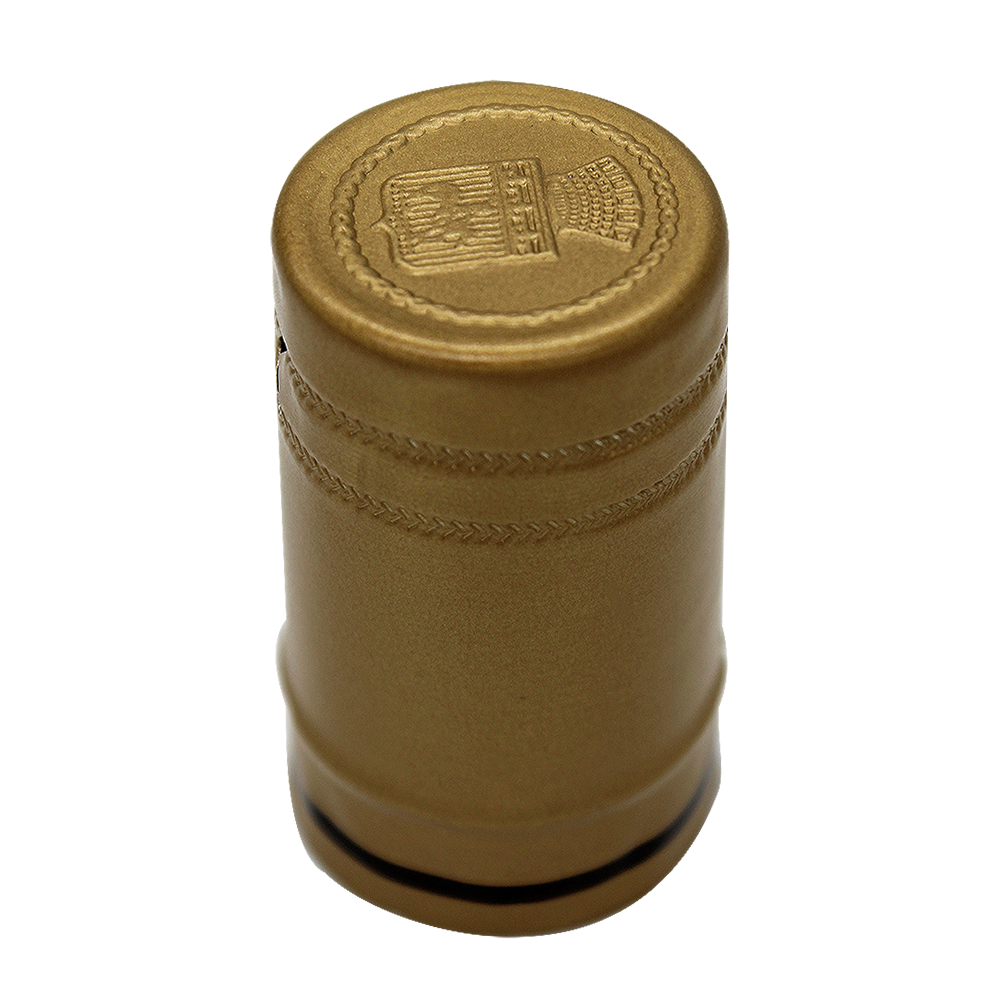 Capsule étain or filet noir blason