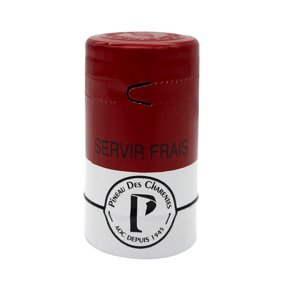 Capsule complexe aluminium rouge/blanc Pineau des Charentes