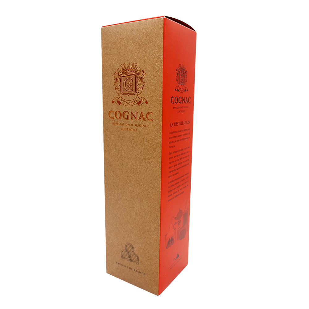 étui 1 bouteille orange et kraft Cognac