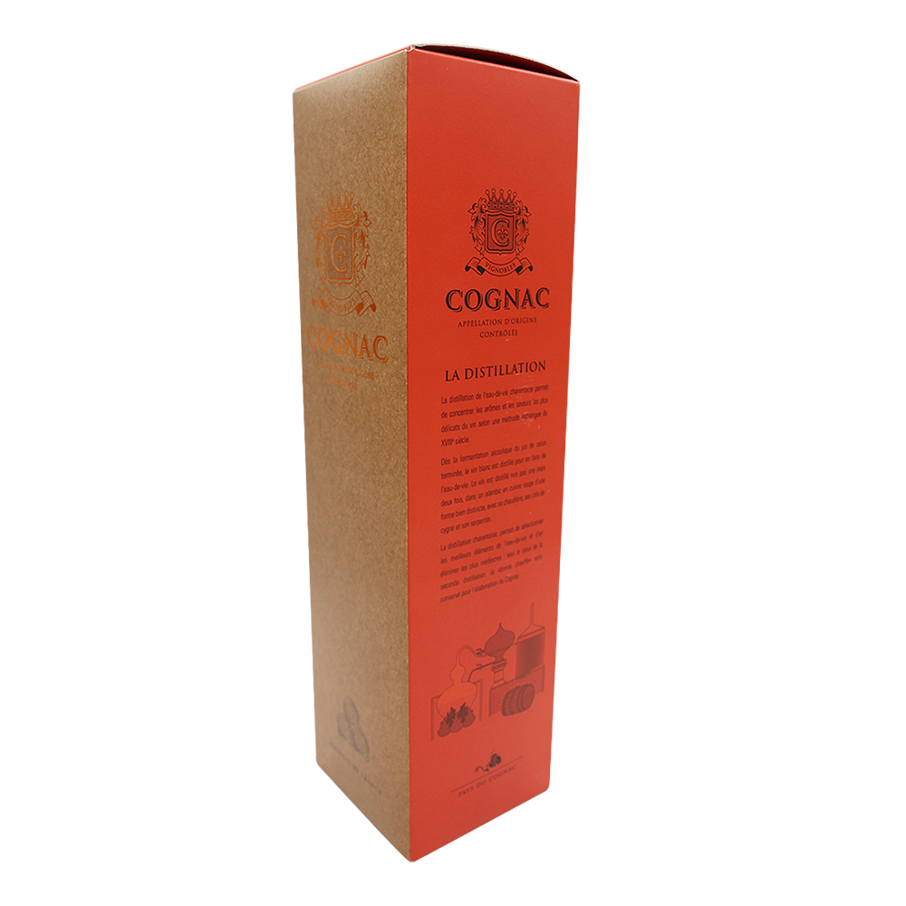 étui 1 bouteille orange et kraft Cognac