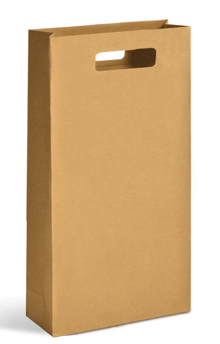 Pochette 2 bouteilles kraft poignée